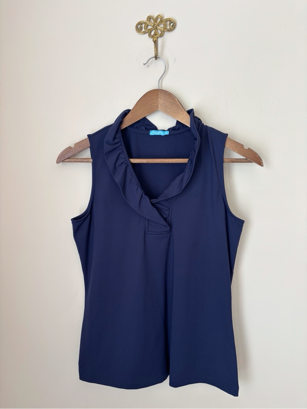 J. McLaughlin Blue Sleeveless Durham Ruffle Pullover Top XS